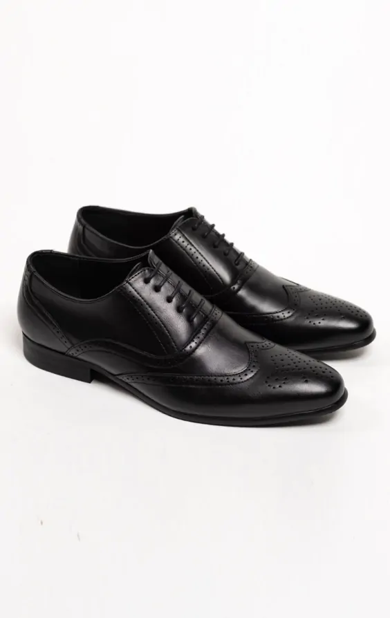 Dobell Black Oxford Brogue Shoes Dobell