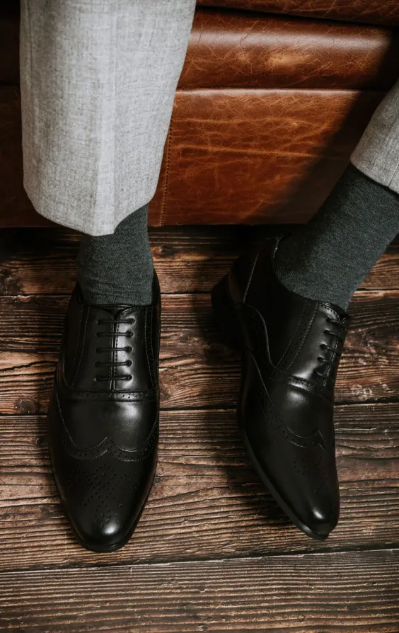 Brogue shoes men black discount