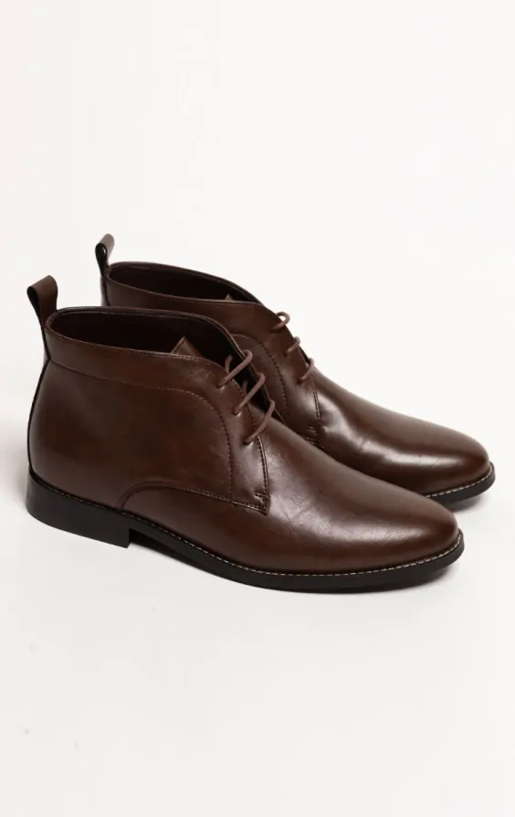 Dobell Dark Brown Lace Chukka Boots