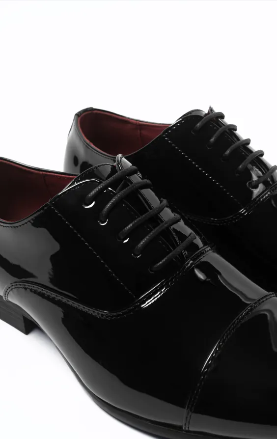 Black Patent Plain Oxford Toecap Shoes - photo 3