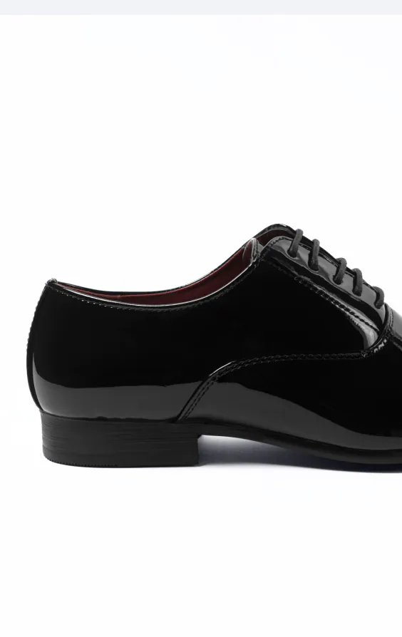 Black Patent Plain Oxford Toecap Shoes - photo 4