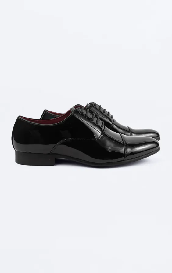 Black Patent Plain Oxford Toecap Shoes