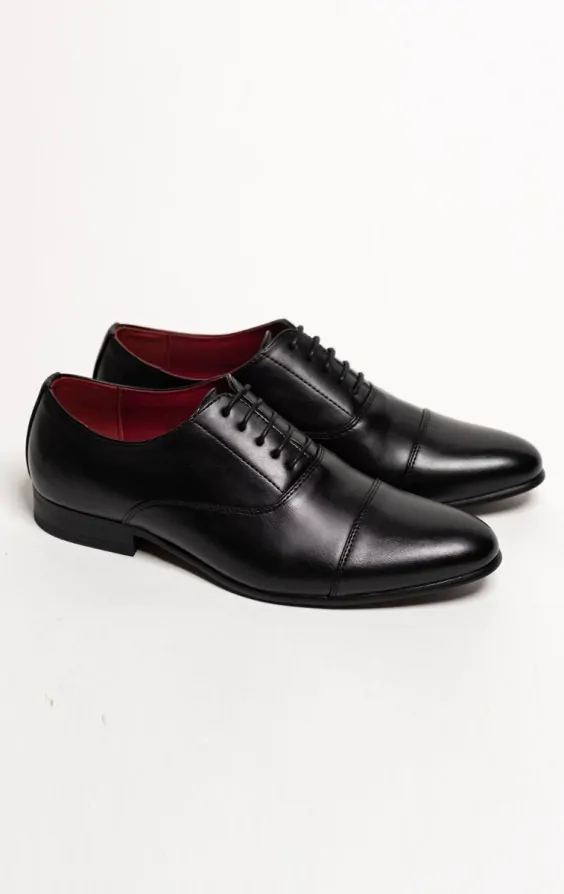 Dobell Black Plain Oxford Toecap Shoes