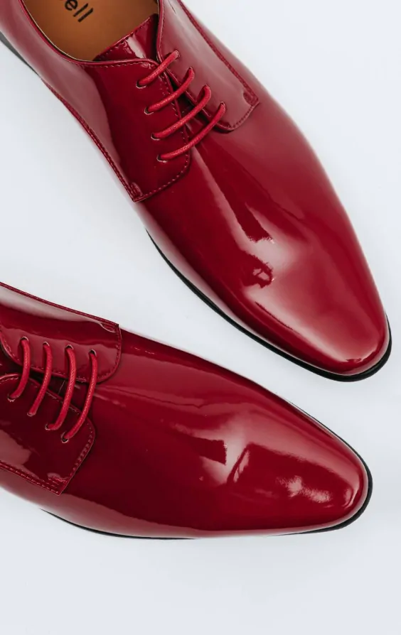 Dobell Burgundy Patent Contemporary Dress Shoes