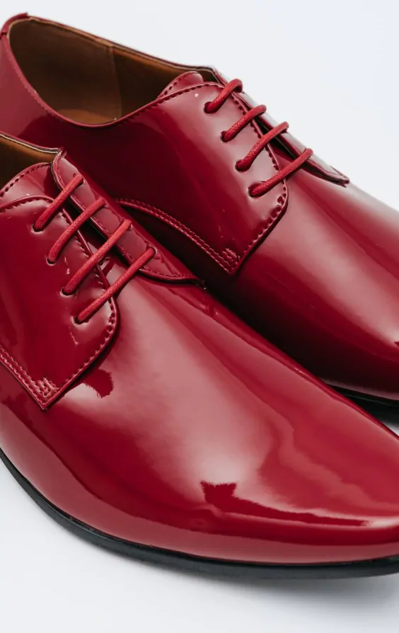 Dobell Burgundy Patent Contemporary Dress Shoes