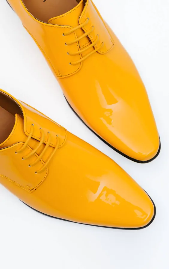 Dobell Yellow Patent Contemporary Dress Shoes Dobell