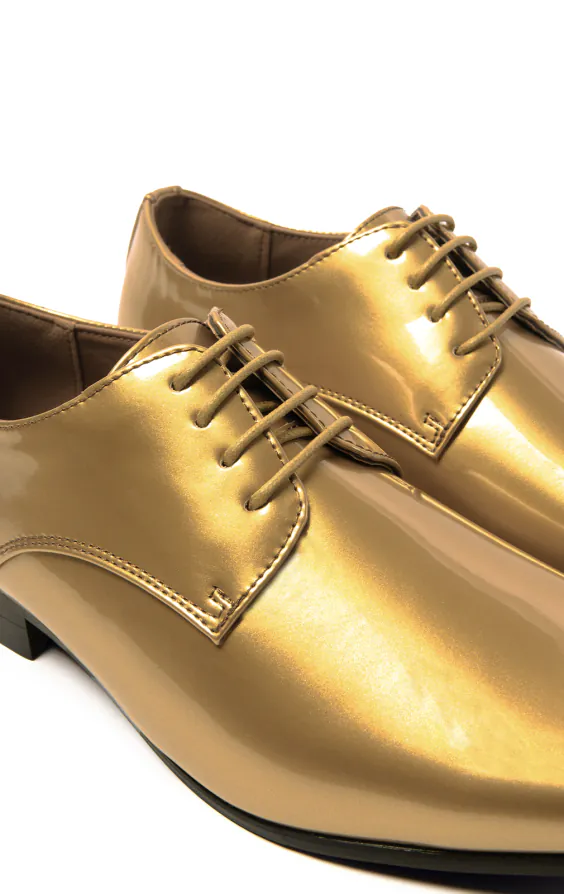 Dobell Gold Patent Contemporary Dress Shoes Dobell