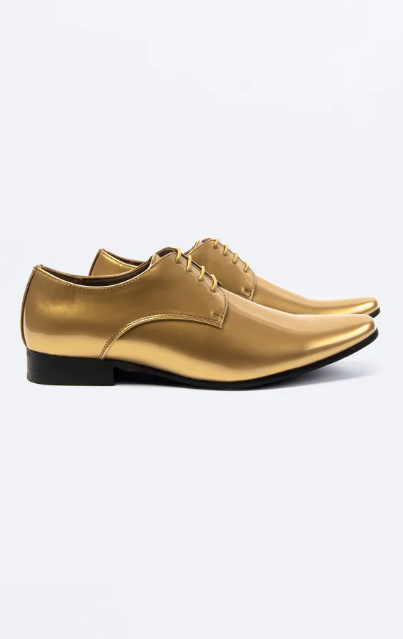Dobell Gold Patent Contemporary Dress Shoes Dobell