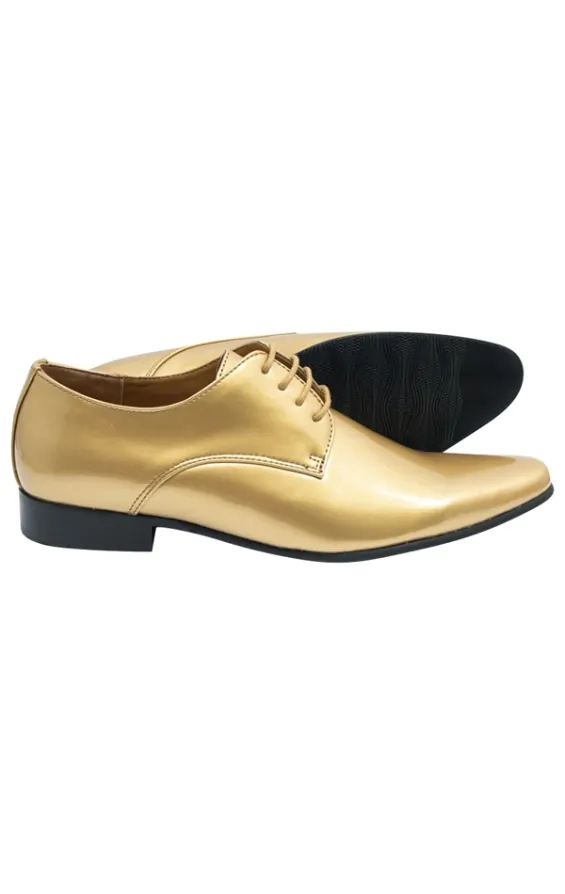 Dobell Gold Patent Contemporary Dress Shoes