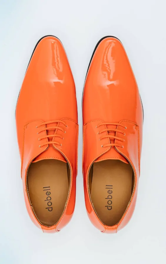 Dobell Orange Patent Contemporary Dress Shoes