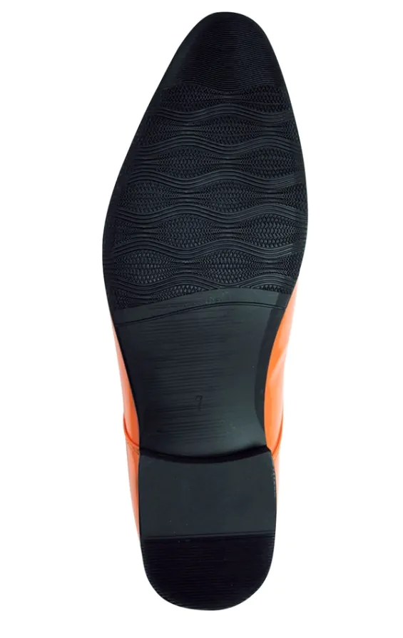 Mens orange leather dress shoes deals