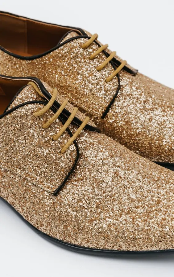 Dobell Gold Glitter Shoes