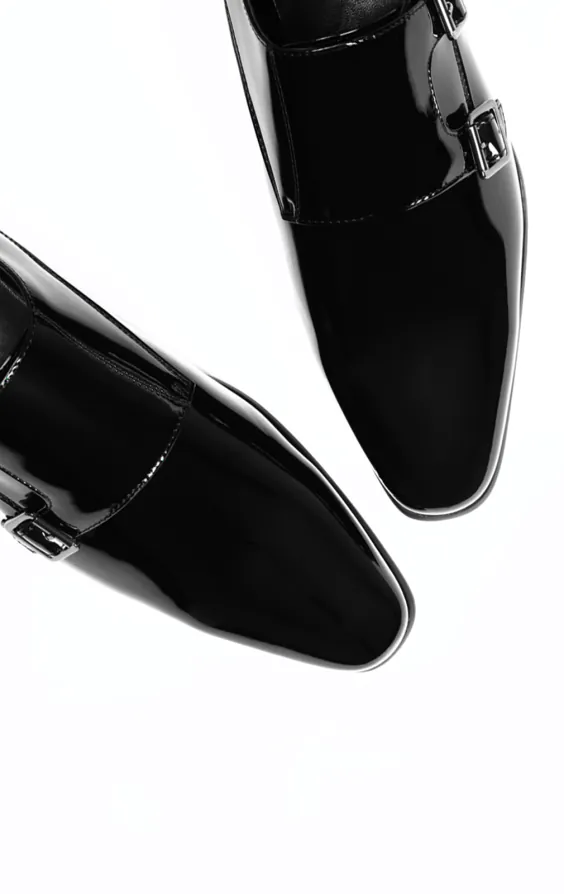 Black Patent Double Monk Dress Shoes - photo 1