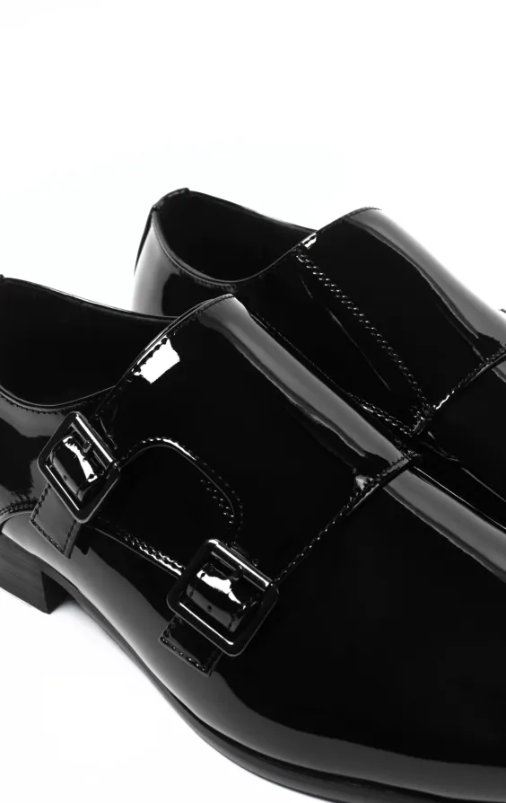 Black Patent Double Monk Dress Shoes - photo 3