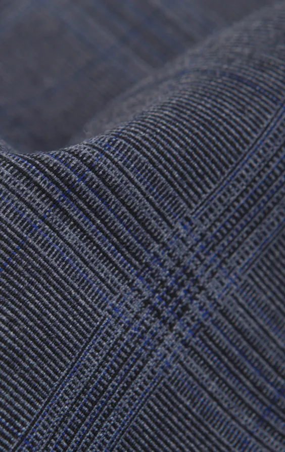 Grey and Blue Check with Navy Trim Suit Jacket thumbnail 6