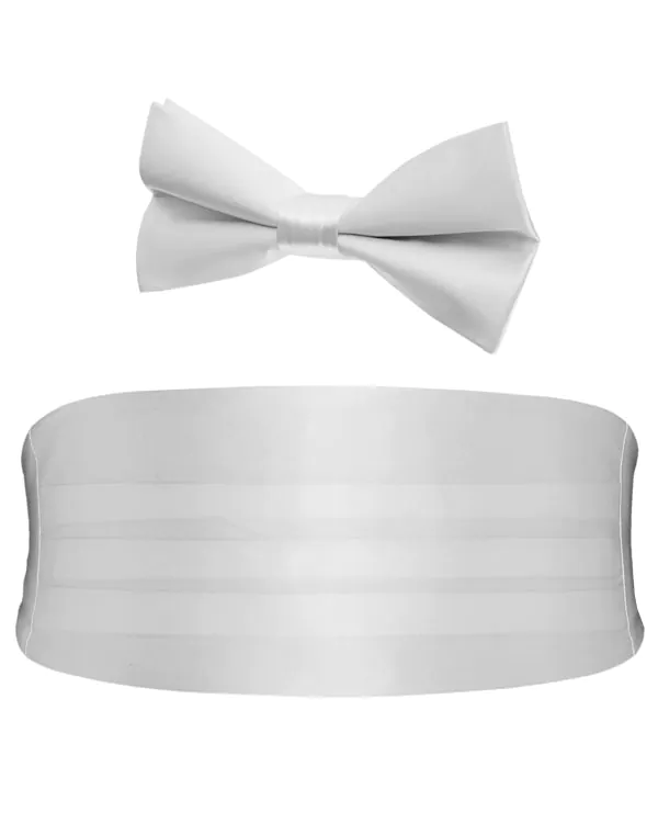 Boys White Cummerbund & Bow Tie Set