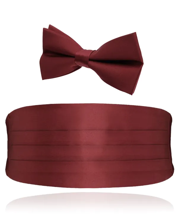 Boys Burgundy Cummerbund & Bow Tie Set