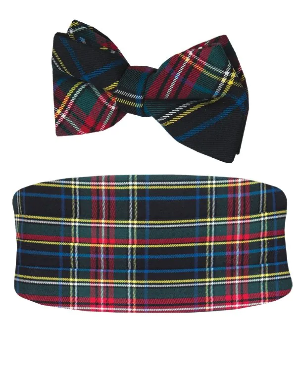 Green Tartan Cummerbund & Pre-Tied Bow Tie Set Green Tartan Cummerbund & Pre-Tied Bow Tie Set