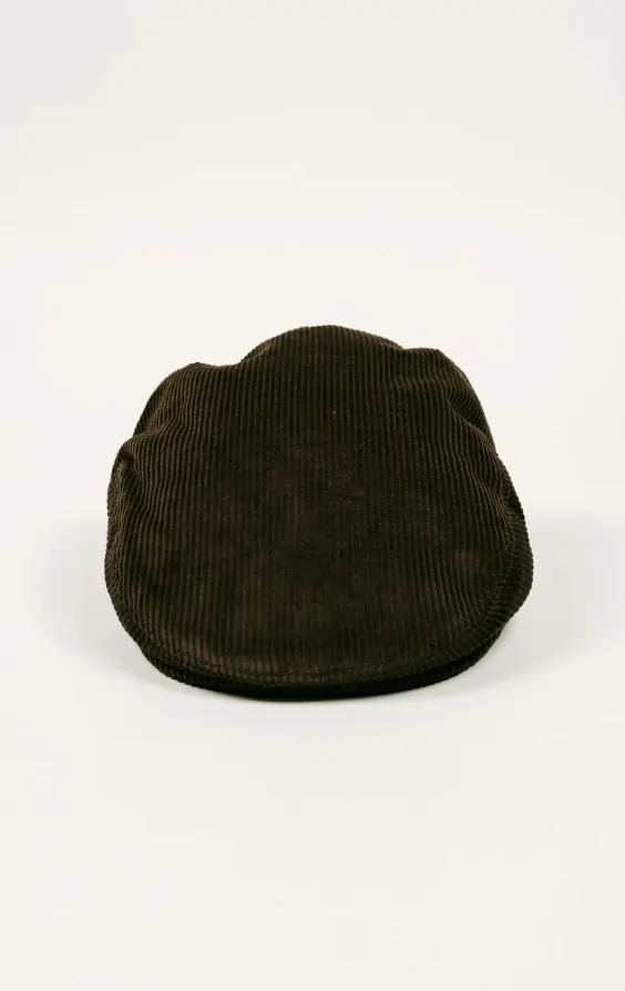 Olive Green Classic Corduroy Flat Cap - Main Image