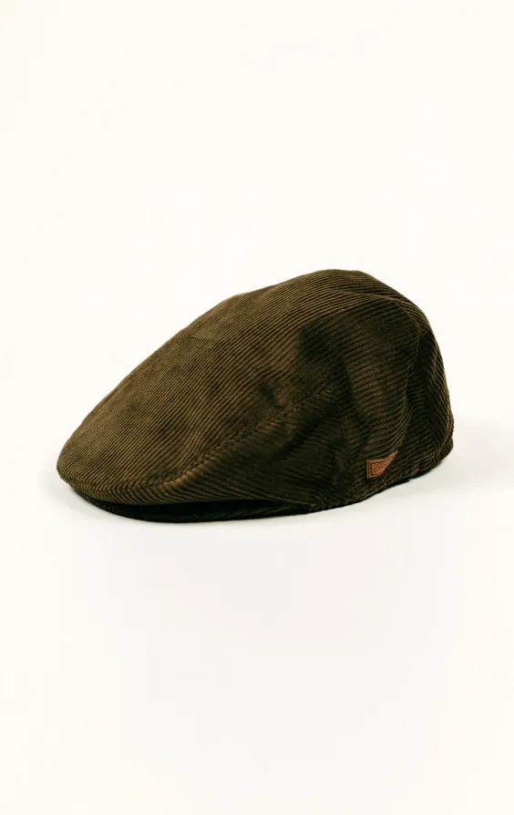Olive Green Classic Corduroy Flat Cap