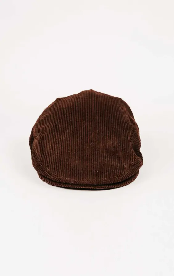 Brown Classic Corduroy Flat Cap Dobell - Main Image