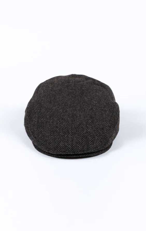 Grey Herringbone Tweed Flat Cap - photo 1 Grey Herringbone Tweed Flat Cap - photo 1