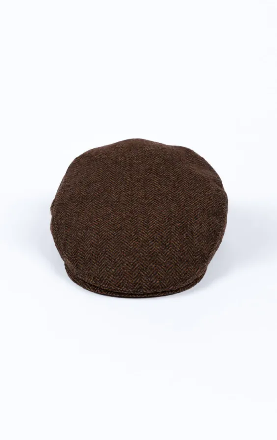 Brown Herringbone Tweed Flat Cap - photo 1