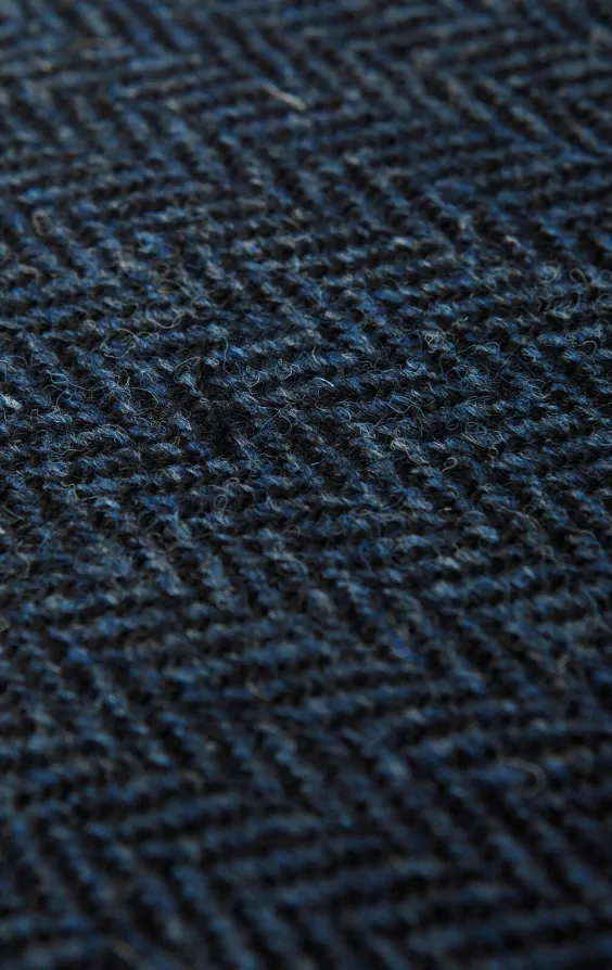 Harris Tweed Blue & Black Herringbone Waistcoat thumbnail 4