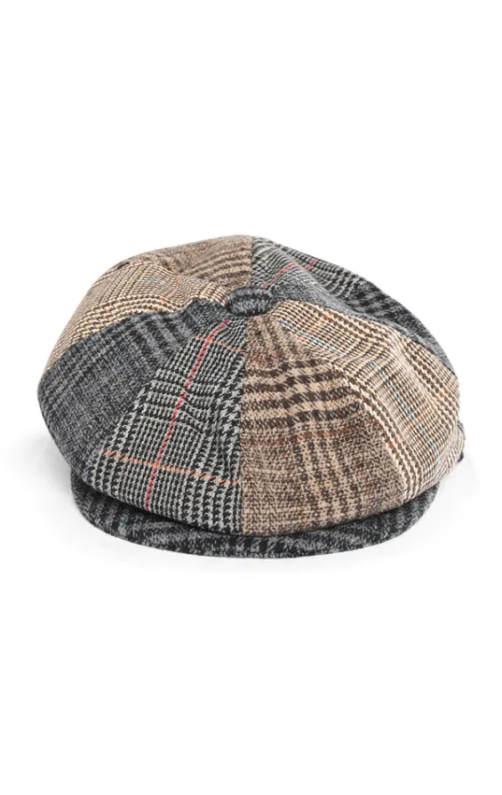 Multi Patch Tweed 8 Piece Newsboy Cap Dobell