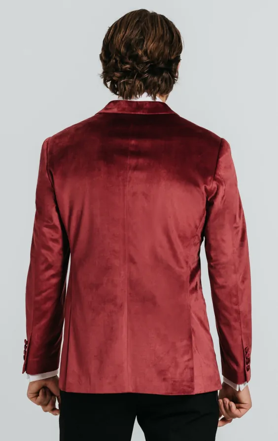 Double Breasted Burgundy Velvet Jacket thumbnail 3