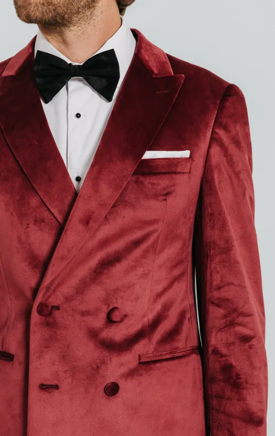 Double Breasted Burgundy Velvet Jacket thumbnail 5