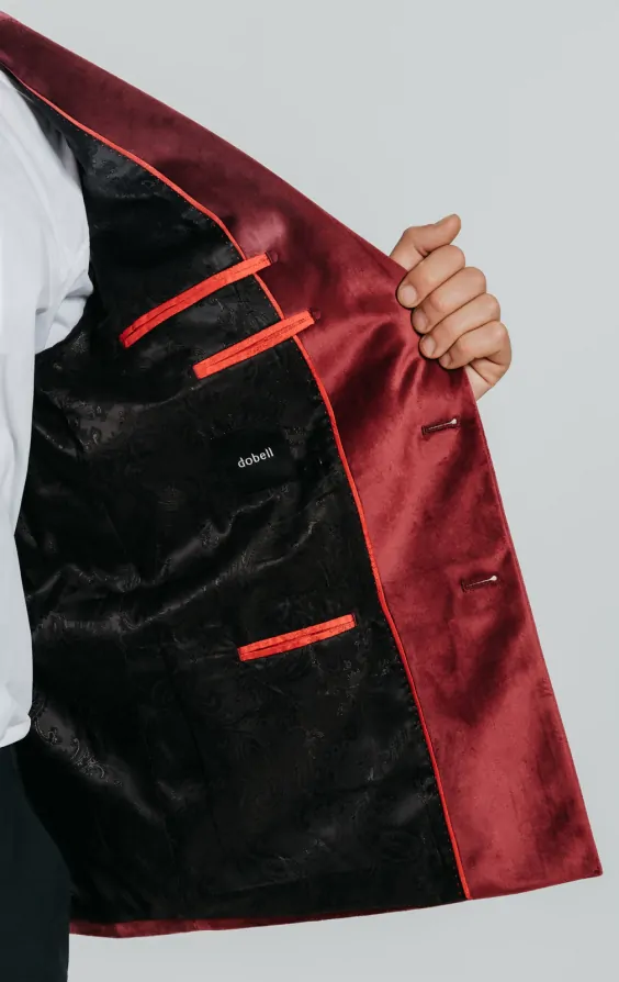 Double Breasted Burgundy Velvet Jacket thumbnail 6