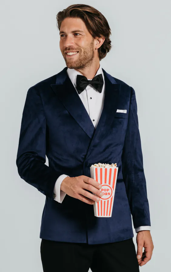 Double Breasted Navy Velvet Jacket - photo 1