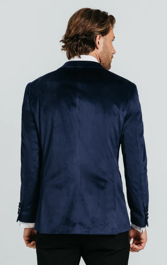Double Breasted Navy Velvet Jacket - photo 2