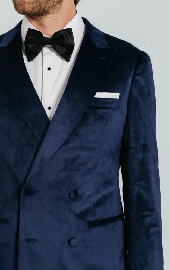 Double Breasted Navy Velvet Jacket - photo 4