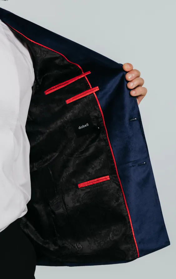 Double Breasted Navy Velvet Jacket - photo 5