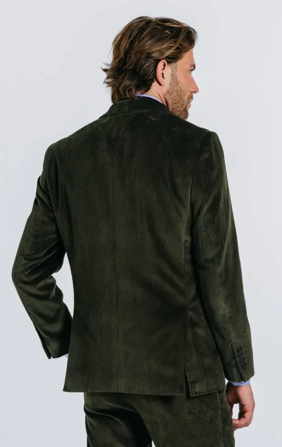 Double Breasted Green Corduroy 3 Piece Suit thumbnail 3