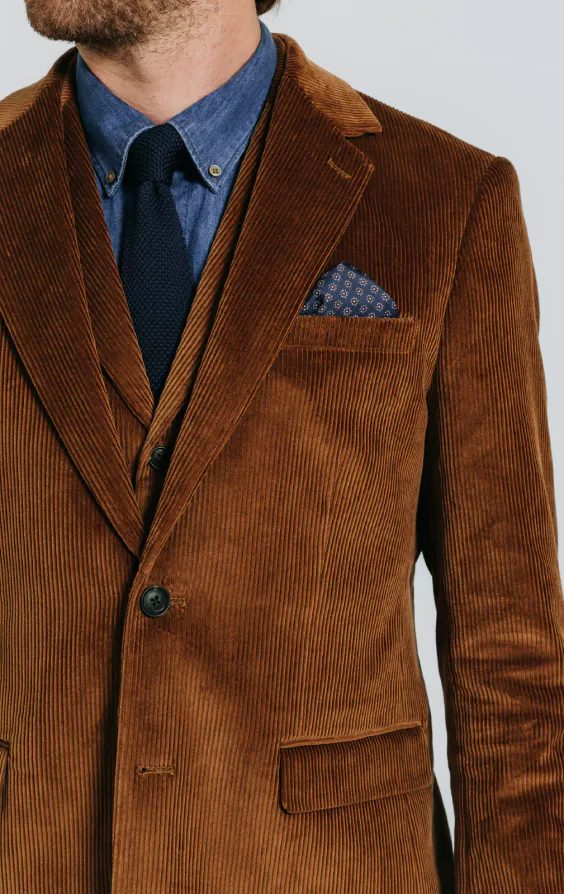 Mid Brown Corduroy 3 Piece Suit thumbnail 5