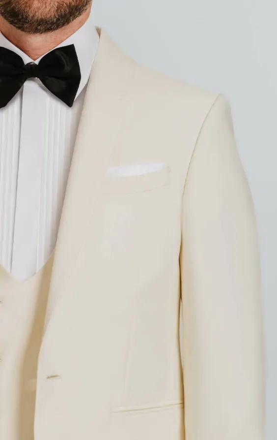 White Shawl Lapel 3 Piece Tuxedo thumbnail 5