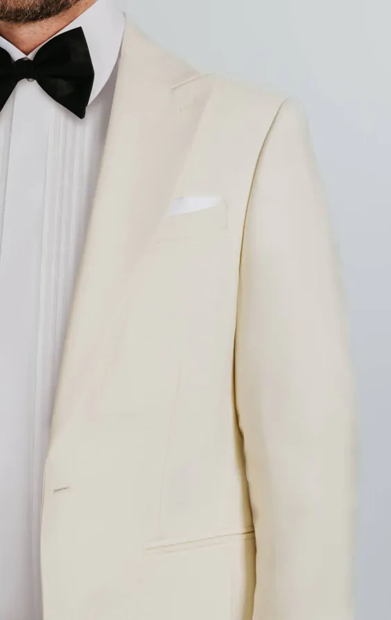 White Peak Lapel Slim Fit Tuxedo Jacket thumbnail 4