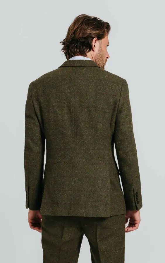 Mens Blue Windowpane Check Tweed Suit main image 0