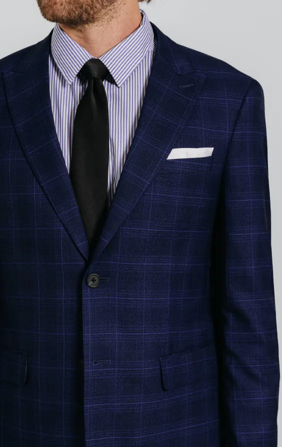 Navy with Blue Overcheck Suit Jacket - photo 3 Navy with Blue Overcheck Suit Jacket - photo 3