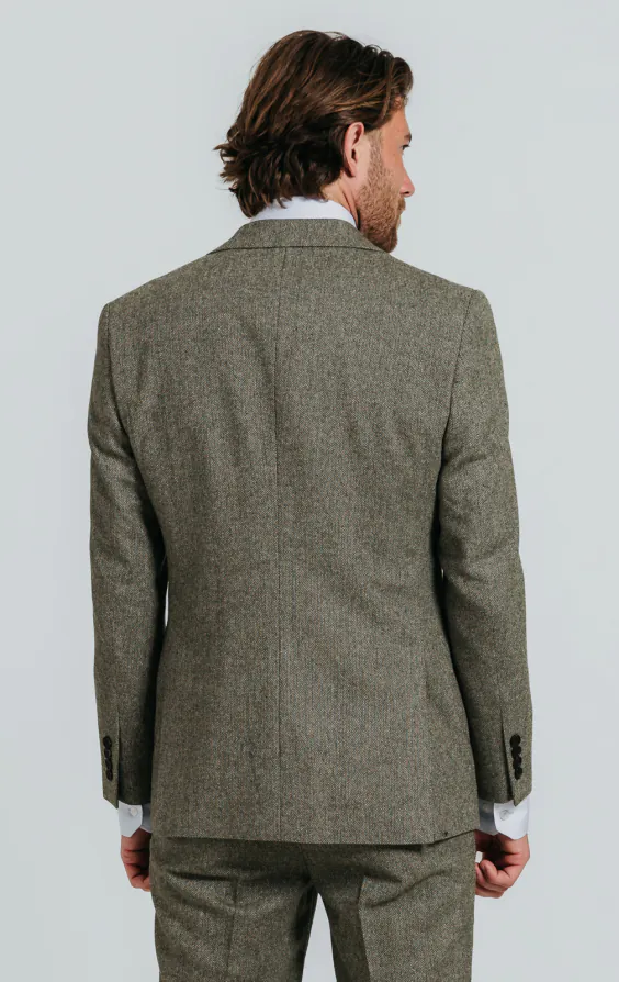 Sage Green Herringbone Tweed Blazer - photo 1