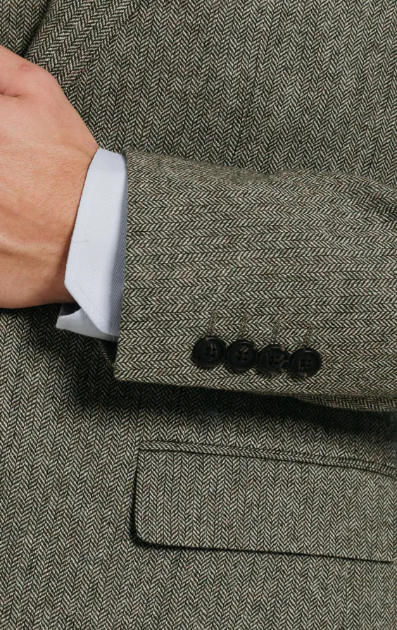 Sage Green Herringbone Tweed Blazer - photo 2