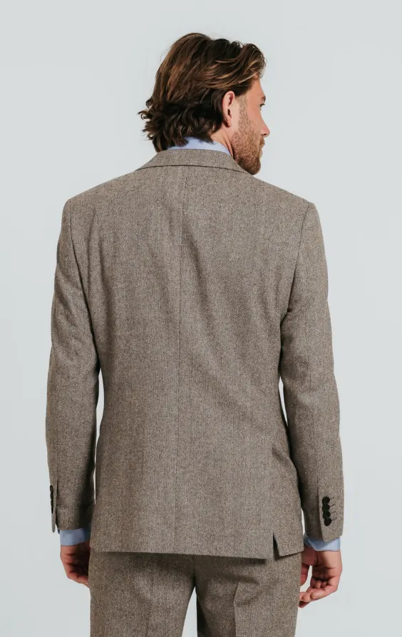 Brown Herringbone Tweed Suit thumbnail 3