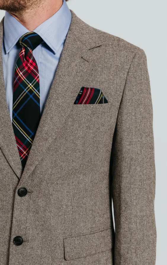 Brown Herringbone Tweed Suit Jacket - photo 3