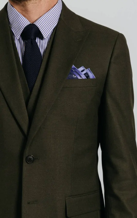 Dark Green Twill 3 Piece Suit thumbnail 5