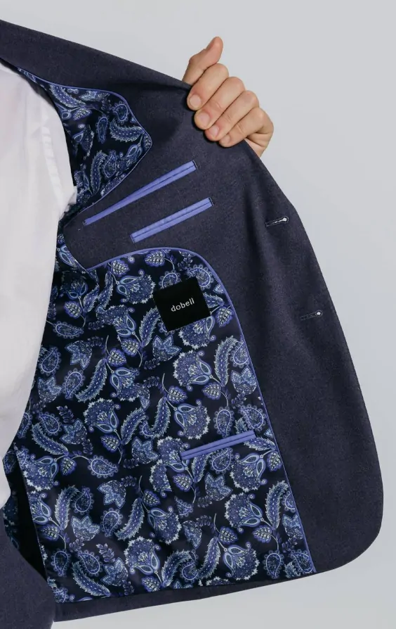 Cotton Velvet Trishul Jacket - Dark Blue