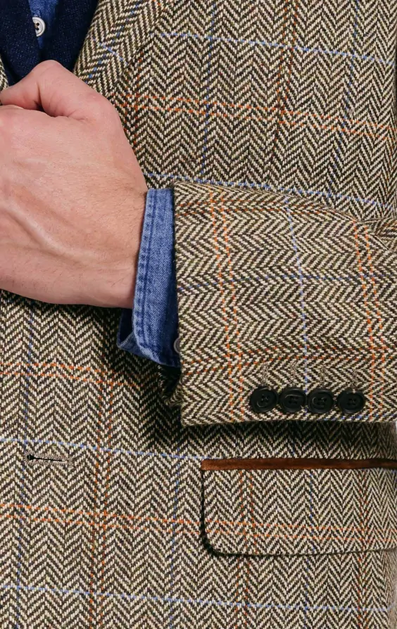 Wool Blue Check Striped Jacket