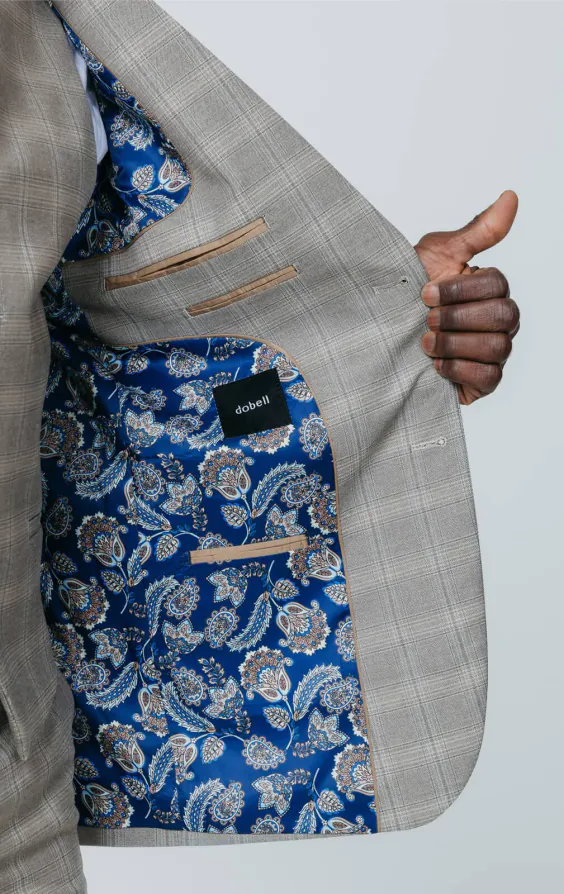 Taupe Check 3 Piece Suit with Peak Lapel - photo 4 Taupe Check 3 Piece Suit with Peak Lapel - photo 4